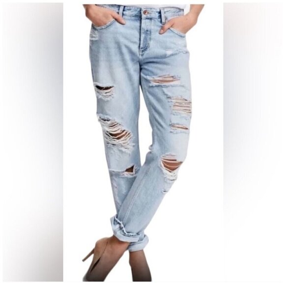 H&M Boyfriend Low Waist Distressed Jeans size 14 - Picture 1 of 12